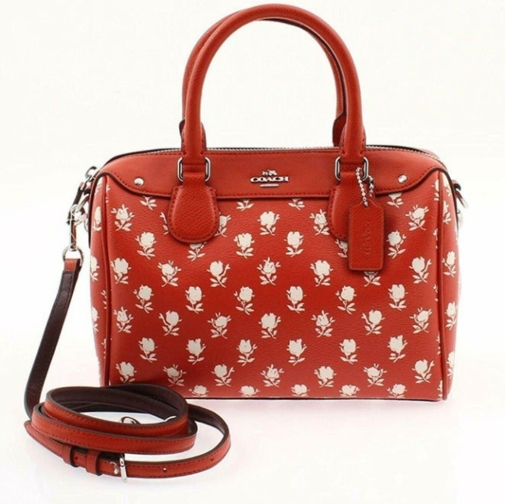 NWT Coach F38160 Badlands Floral Bennett Satchel Handbag in Carmine MultiCoach